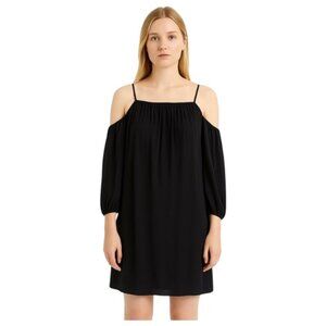 Maje Medium Black Cold Shoulder Spaghetti Straps Mini Cocktail Dress